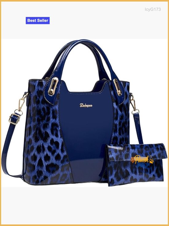 Leopard Tote Bag Purse, Animal Print Cheetah Brown Women  Leopard Print Tote Bag with Zipper Closure Leather Handbag